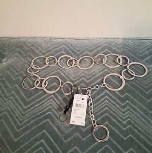 NWT Nordstrom Rack Silver Color Fashion Circles Metal Belt M/L